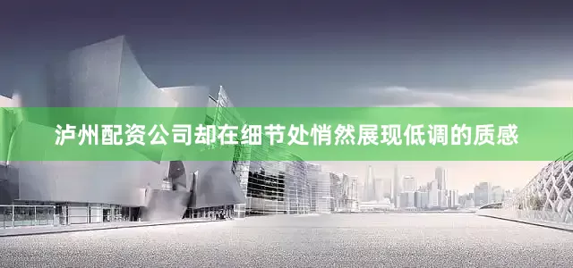 泸州配资公司却在细节处悄然展现低调的质感