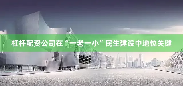 杠杆配资公司在“一老一小”民生建设中地位关键